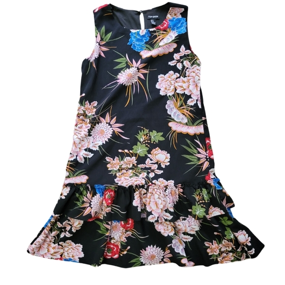 Topshop Layered Ruffle Floral Dress Sz Med - Picture 1 of 8